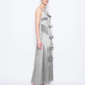 Emelia wickstead silver lame cloche bow gown